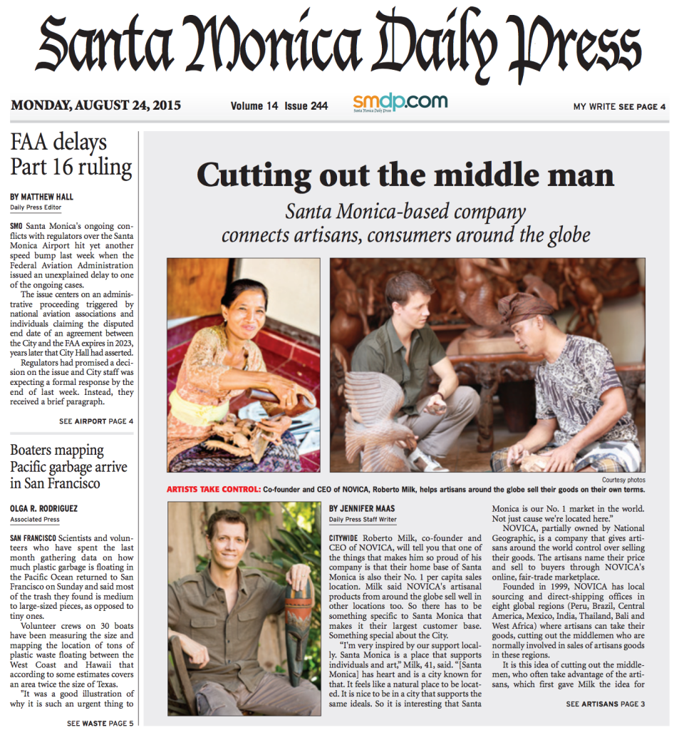 Santa Monica Daily Press features NOVICA